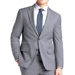 TOMMY HILFIGER Men's L48 W43 Gray‎ 2 Piece Suit Jacket Pants Worsted Wool Modern
